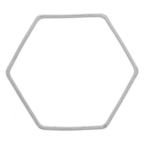 Hexagonal mounting and weaving rings 18x16 mm - Silver x25