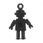 Robot charm 18x12 mm - Black satin x1