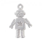 Robot charm 18x12 mm - Fine silver plated x1