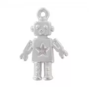 Robot charm 18x12 mm - Fine silver plated x1