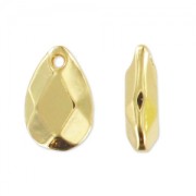 faceted drop charm 10 mm fine gold plated x1