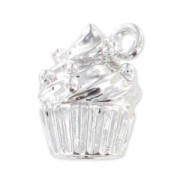 charm cupcake 11 mm rhodium tone
