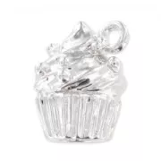 charm cupcake 11 mm rhodium tone
