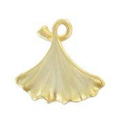 Charm ginkgo 18 mm Fine Gold plated satin x1|raw }}