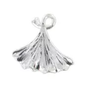 Charm ginkgo 18 mm fine silver plating