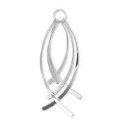Pendant charms curved 78 mm Rhodium tone