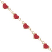 Heart chain with epoxy resin 5 mm - Gold - Red x50cm