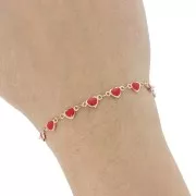 Heart chain with epoxy resin 5 mm - Gold - Red x50cm