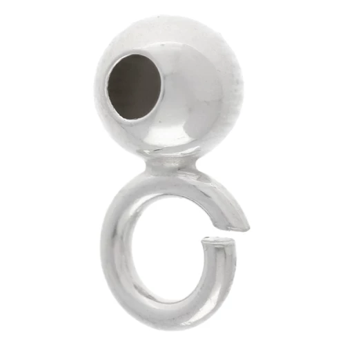 Round beads charms 4 mm - ring parallel to the hole - 925 Sterling Silver x6