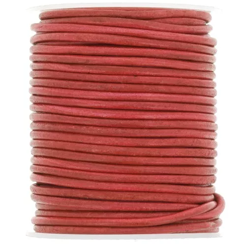 Leather cord 2 mm - Vintage Red x20m