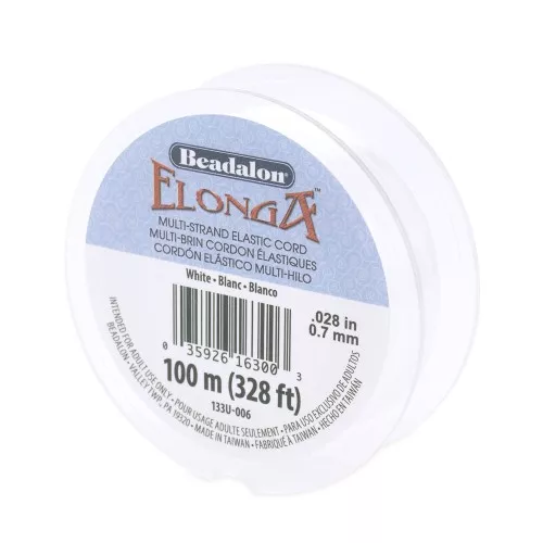 Elonga elastic thread 0.7 mm - Multi-strand - White x100m