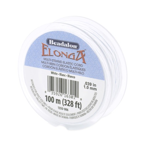 Elonga elastic thread 1 mm - Multi-strand - White x100m