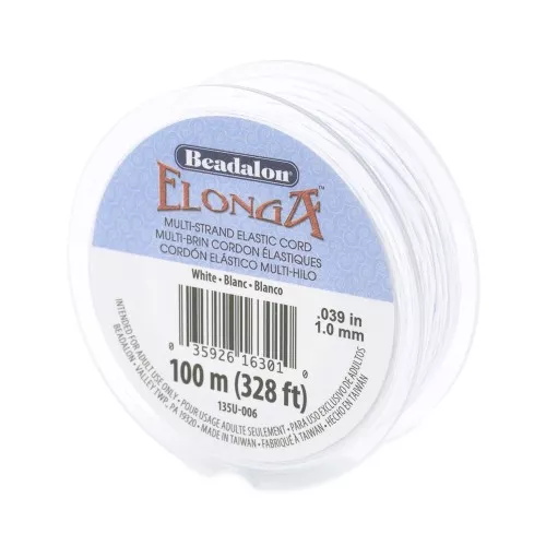 Elonga elastic thread 1 mm - Multi-strand - White x100m