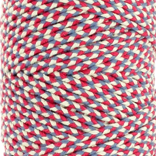 2.5mm braided cotton cord - French made - Tricolor x1m