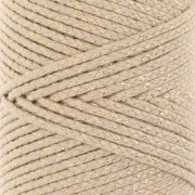 2.5mm braided cotton cord - made in France - Beige - Gold x1m|raw }}