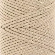 2.5mm braided cotton cord - made in France - Beige - Gold x1m