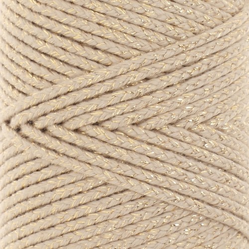 2.5mm braided cotton cord - made in France - Beige - Gold x1m