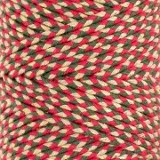 2.5mm braided cotton cord - made in France - Red - Green - Gold x1m