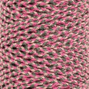 3mm braided cotton cord - made in France - Multi rose - Grey x1m