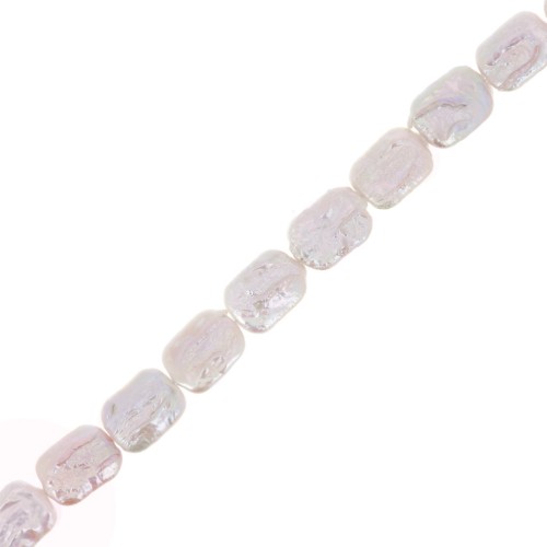 20x15mm Freshwater pearl irregular rectangle - Grade AA White iridescent x1