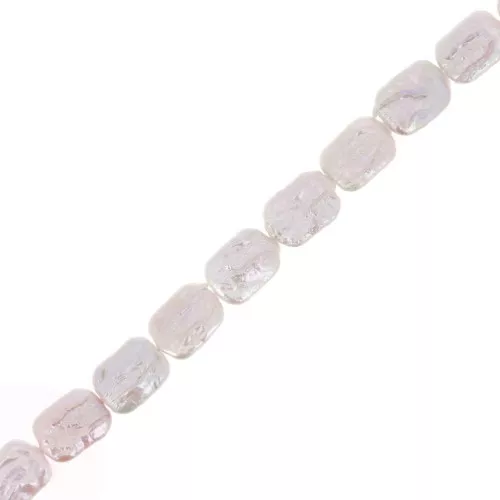 20x15mm Freshwater pearl irregular rectangle - Grade AA White iridescent x1