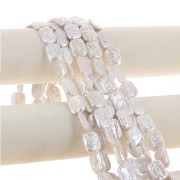 20x15mm Freshwater pearl irregular rectangle - Grade AA White iridescent x1