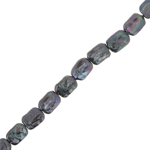 18x14mm Freshwater pearl irregular rectangle tinted - Grade AA Pearlescent Black