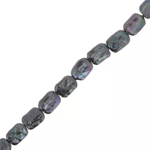 18x14mm Freshwater pearl irregular rectangle tinted - Grade AA Pearlescent Black