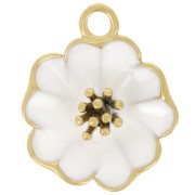 22mm flower pendant with epoxy resin - 304L stainless steel - Gold - White x1|raw }}