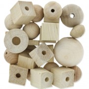 Assortment of big wooden beads natural x100g