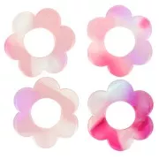 18mm Acetate Flower Pendant - Tortoiseshell - Pink - Purple x1