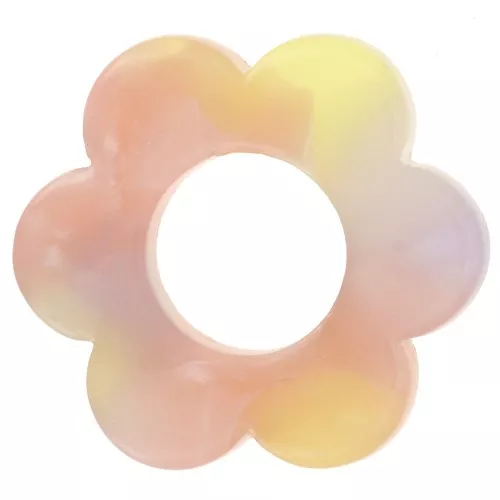 18mm Acetate Flower Pendant - Tortoiseshell - Yellow - Salmon x1