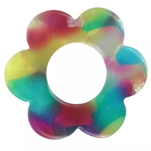 18mm Acetate Flower Pendant - Tortoiseshell - Turquoise - Fuchsia x1