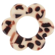 18mm Acetate Flower Pendant - Mottled Brown - Cream x1
