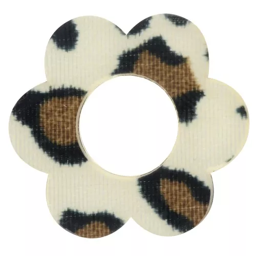 18mm Acrylic Flower Pendant - Cheetah Brown - Black x1