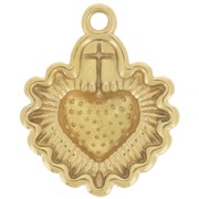 22x18mm Stainless steel 304L Ex-Voto Heart pendant epoxy resin - Gold - Red x1