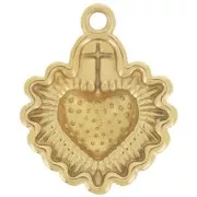 22x18mm Stainless steel 304L Ex-Voto Heart pendant epoxy resin - Gold - Red x1