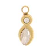 9.5x3.6mm Zirconium Oxide navette Charm - Gold-Plated 304 Stainless Steel x1