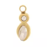 9.5x3.6mm Zirconium Oxide navette Charm - Gold-Plated 304 Stainless Steel x1