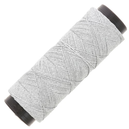 0.8mm Slam Cord flat waxed polyester thread for micro macramé - Silver x100m