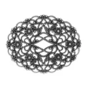 Oval Filigree finding 50x40mm Old silver tone