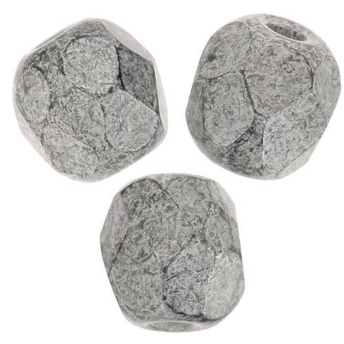 Facets 3 mm Jet Antique Silver x50