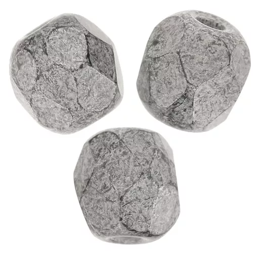 Facets 3 mm Jet Antique Silver x50