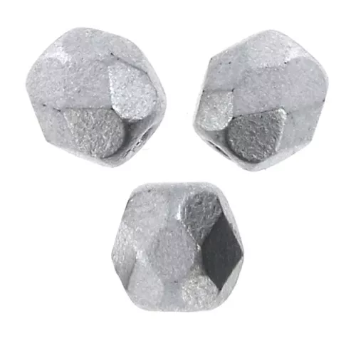 Fire Polished faceted round beads 4mm Aluminium Silver x50