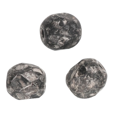 Facets 4 mm Jet Antique Silver x50