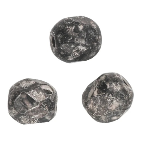 Facets 4 mm Jet Antique Silver x50