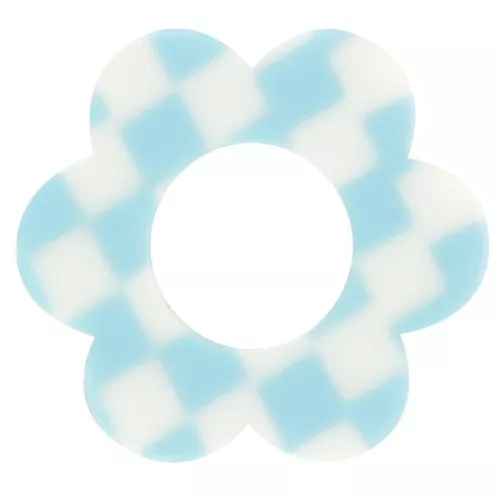 18mm acetate flower pendant - Light blue - White x1