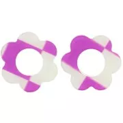 18mm acrylic flower pendant - Violet - White tiles x1