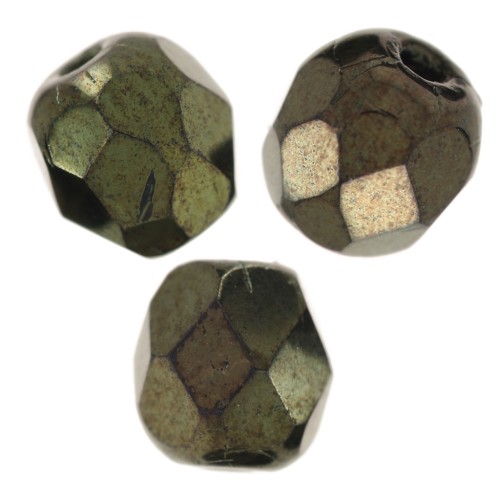 Fire Polished faceted round beads 4mm Jet Red Luster x50