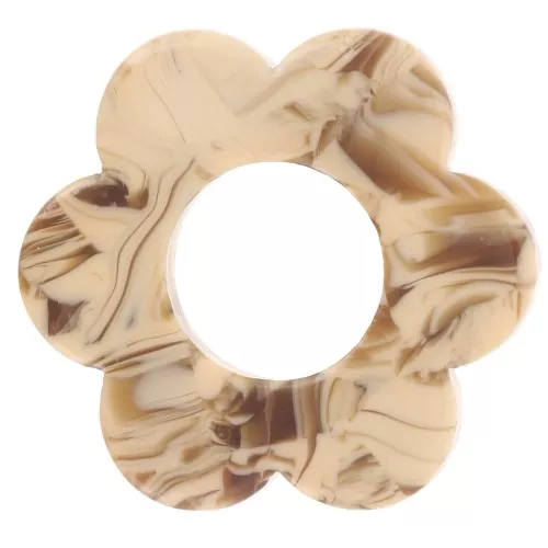 18mm acetate flower pendant - Marbled Caramel - Dark brown x1